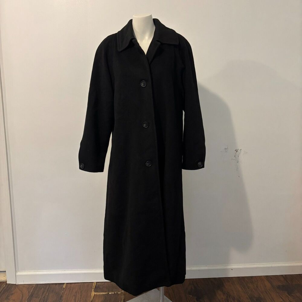 Regency Pure Camel Hair size Medium Black Neutral Chic Vintage Trench Coat